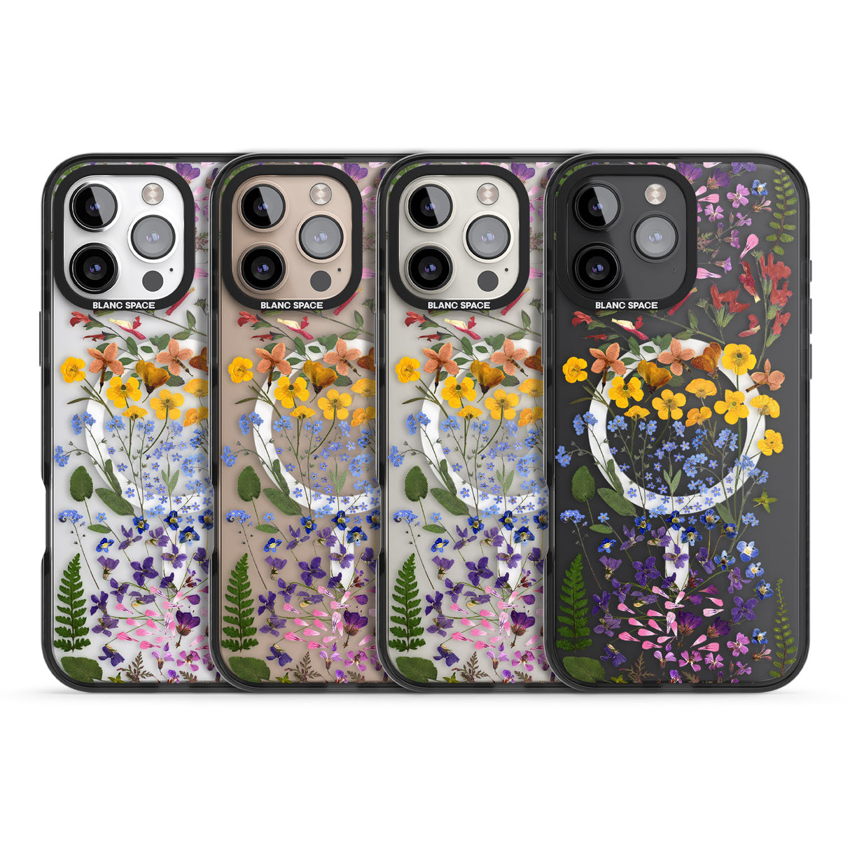 iPhone 16 Pro Max Wild Flower Stripe Design Black Impact Phone Case