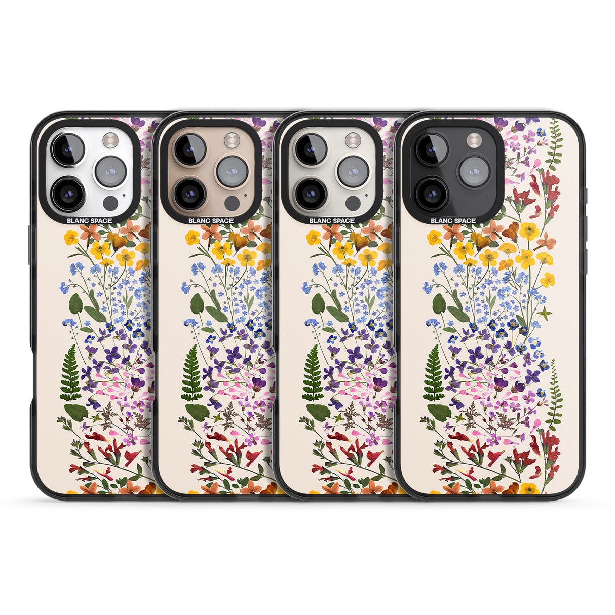 iPhone 16 Pro Max Wildflower Stripe Design - Cream Black Impact Phone Case