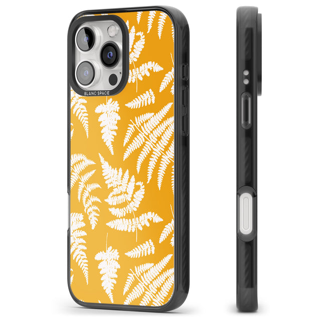 iPhone 16 Pro Max Fern Pattern on Yellow Black Impact Phone Case