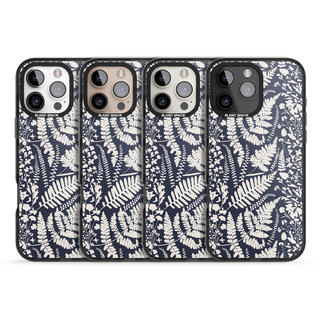 iPhone 16 Pro Max Wildflowers and Ferns on Navy Black Impact Phone Case