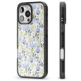 iPhone 16 Pro Max Blue Flora Transparent Floral Black Impact Phone Case