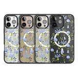 iPhone 16 Pro Max Blue Flora Transparent Floral Black Impact Phone Case