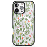 iPhone 16 Pro Max Spring Tulips Transparent Floral Black Impact Phone Case