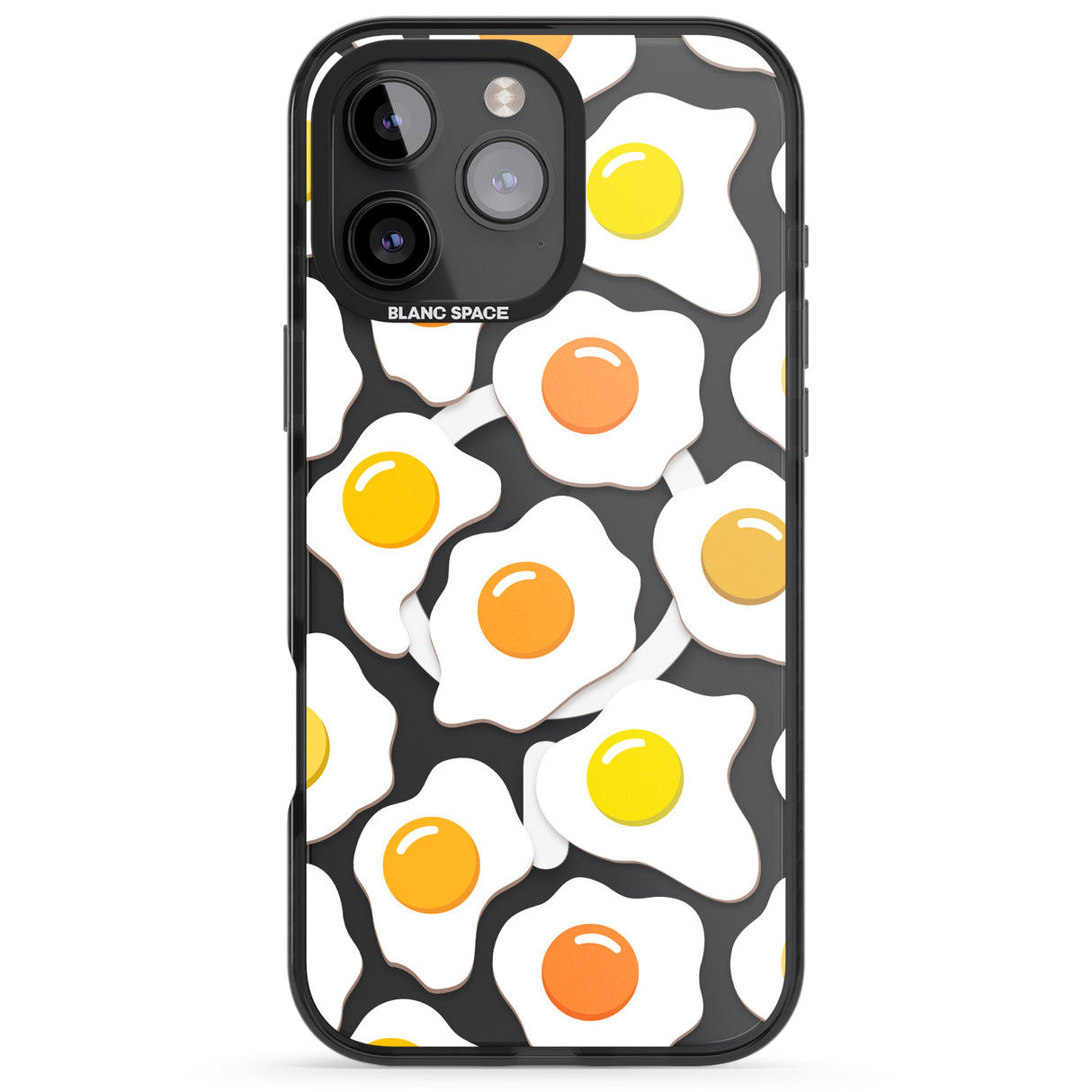 iPhone 16 Pro Max Fried Egg Pattern Black Impact Phone Case