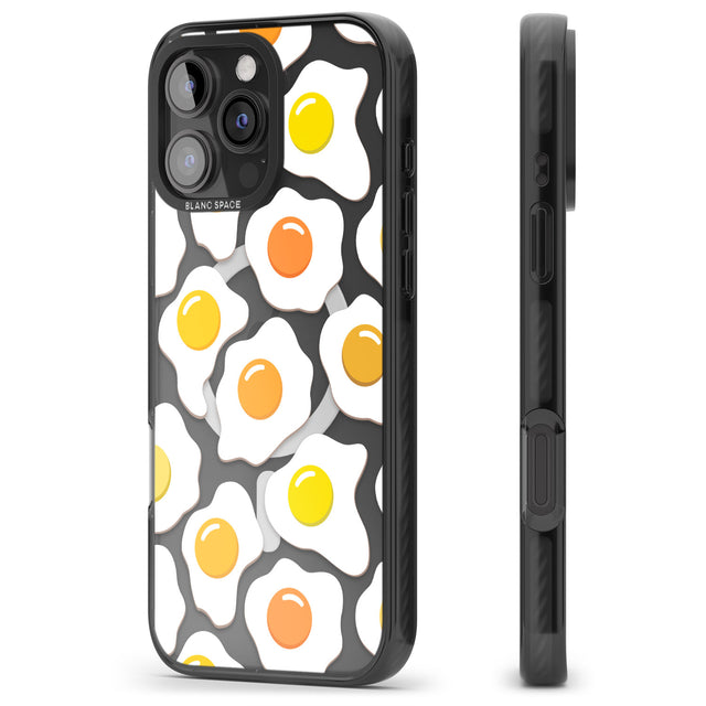 iPhone 16 Pro Max Fried Egg Pattern Black Impact Phone Case