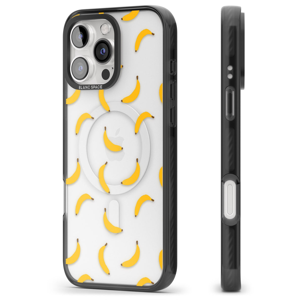 iPhone 16 Pro Max Banana Pattern Black Impact Phone Case