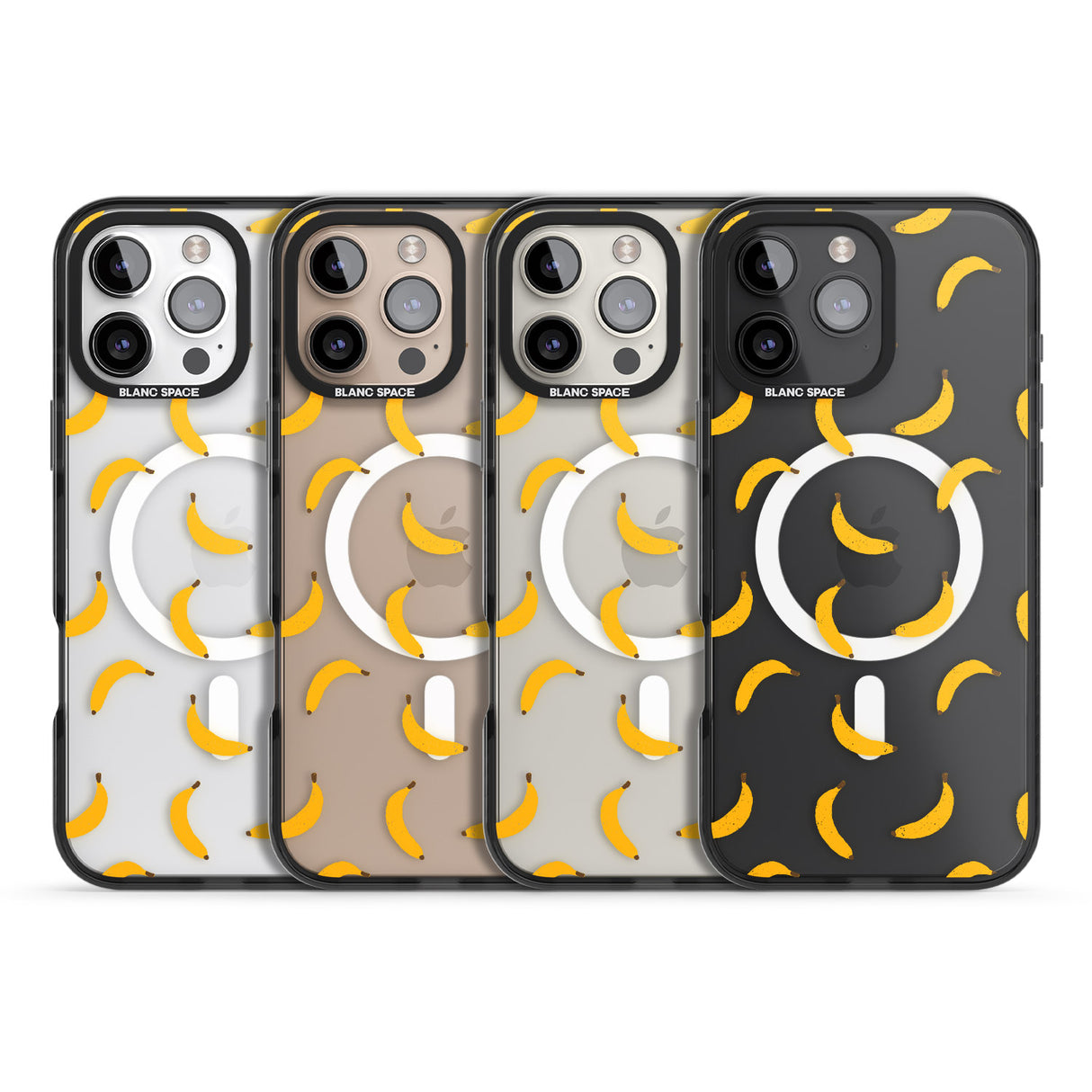 iPhone 16 Pro Max Banana Pattern Black Impact Phone Case