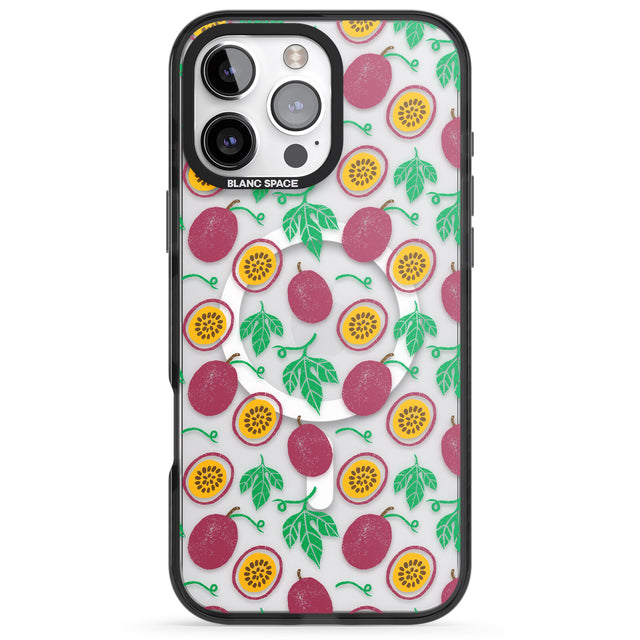 iPhone 16 Pro Max Passion Fruit Pattern Black Impact Phone Case