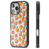 iPhone 16 Pro Max Blood Orange Fruit Pattern Transparent Black Impact Phone Case