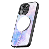 iPhone 16 Pro Max Light Blue Galaxy Pattern Design Black Impact Phone Case