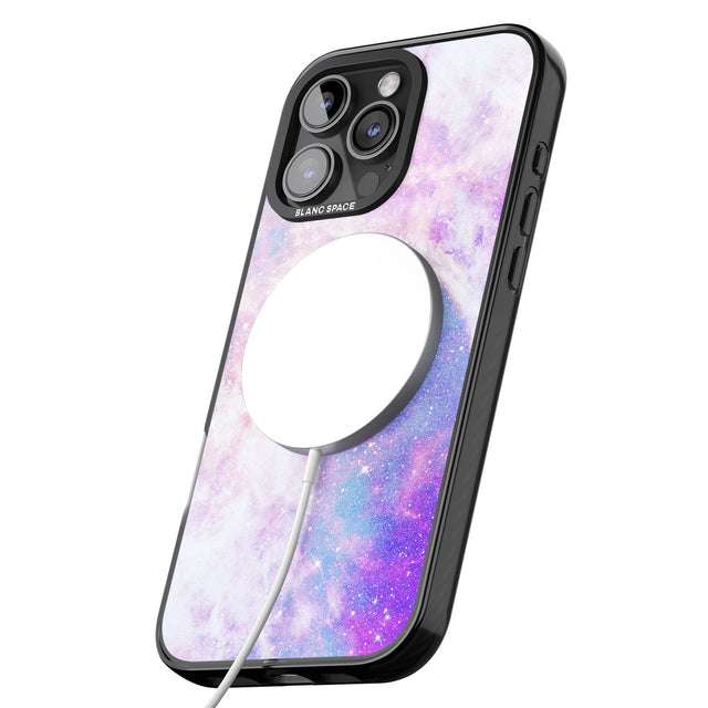 iPhone 16 Pro Max Purple & Blue Galaxy Pattern Design Black Impact Phone Case