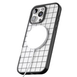 iPhone 16 Pro Max Simplistic Large Grid Pattern Black (Transparent) Black Impact Phone Case