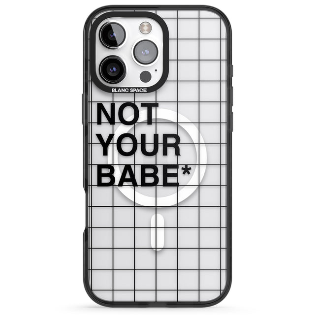 iPhone 16 Pro Max Grid Pattern Not Your Babe Black Impact Phone Case