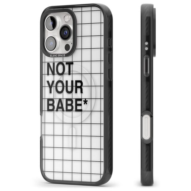 iPhone 16 Pro Max Grid Pattern Not Your Babe Black Impact Phone Case