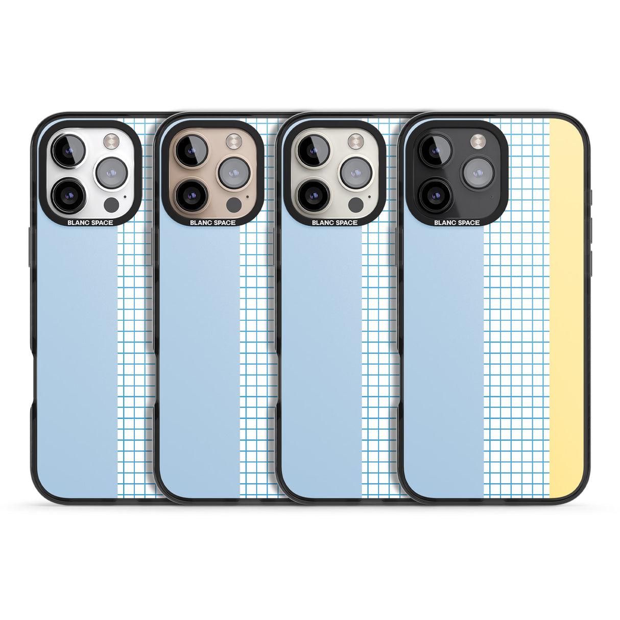 iPhone 16 Pro Max Abstract Grid Blue & Yellow Black Impact Phone Case