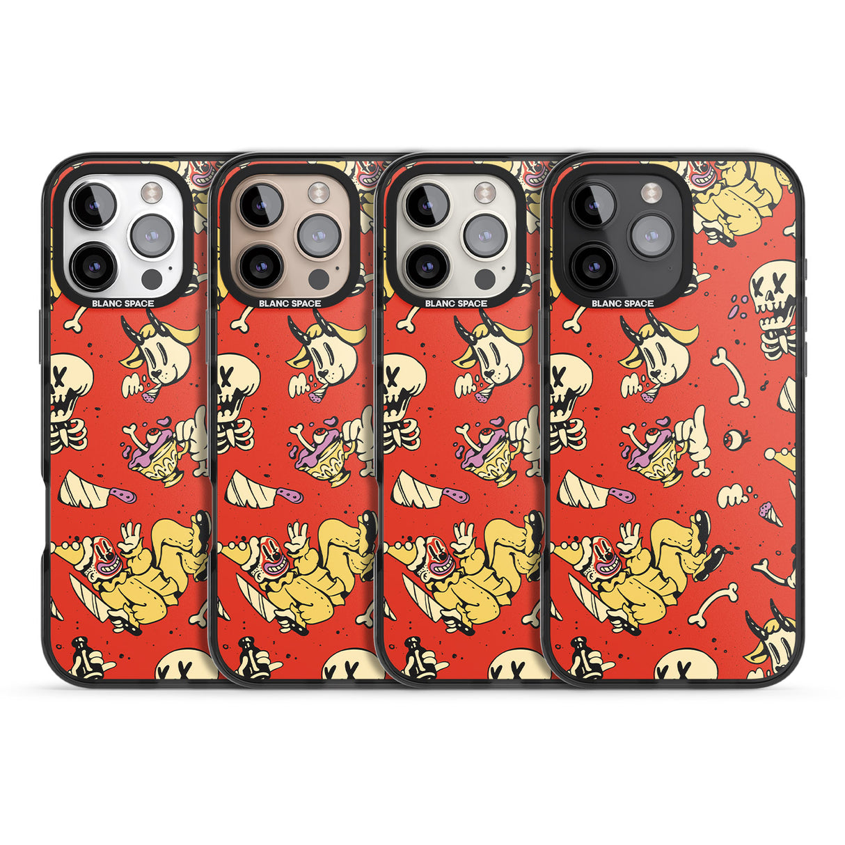 iPhone 16 Pro Max Red Retro Halloween Pattern Black Impact Phone Case