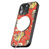 iPhone 16 Pro Max Red Retro Halloween Pattern Black Impact Phone Case