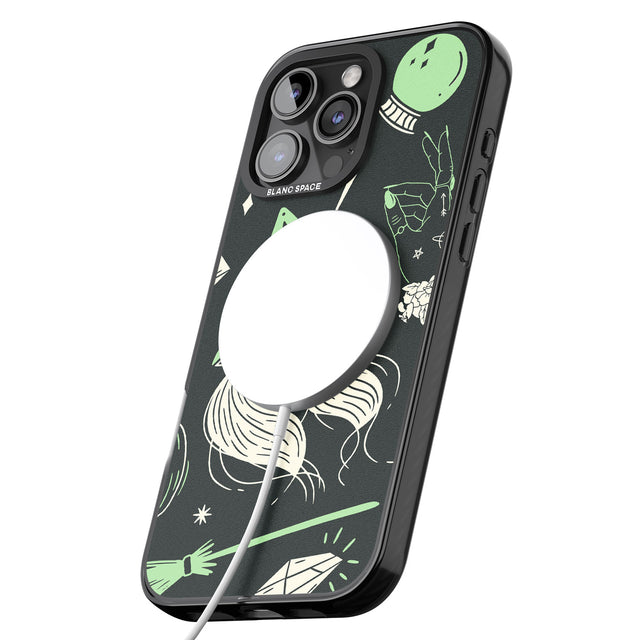 iPhone 16 Pro Max Astrology Witch Pattern Black Impact Phone Case