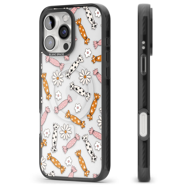 Floral Candy Black Impact Magsafe Phone Case for iPhone 16 Pro, iPhone 16 Pro Max