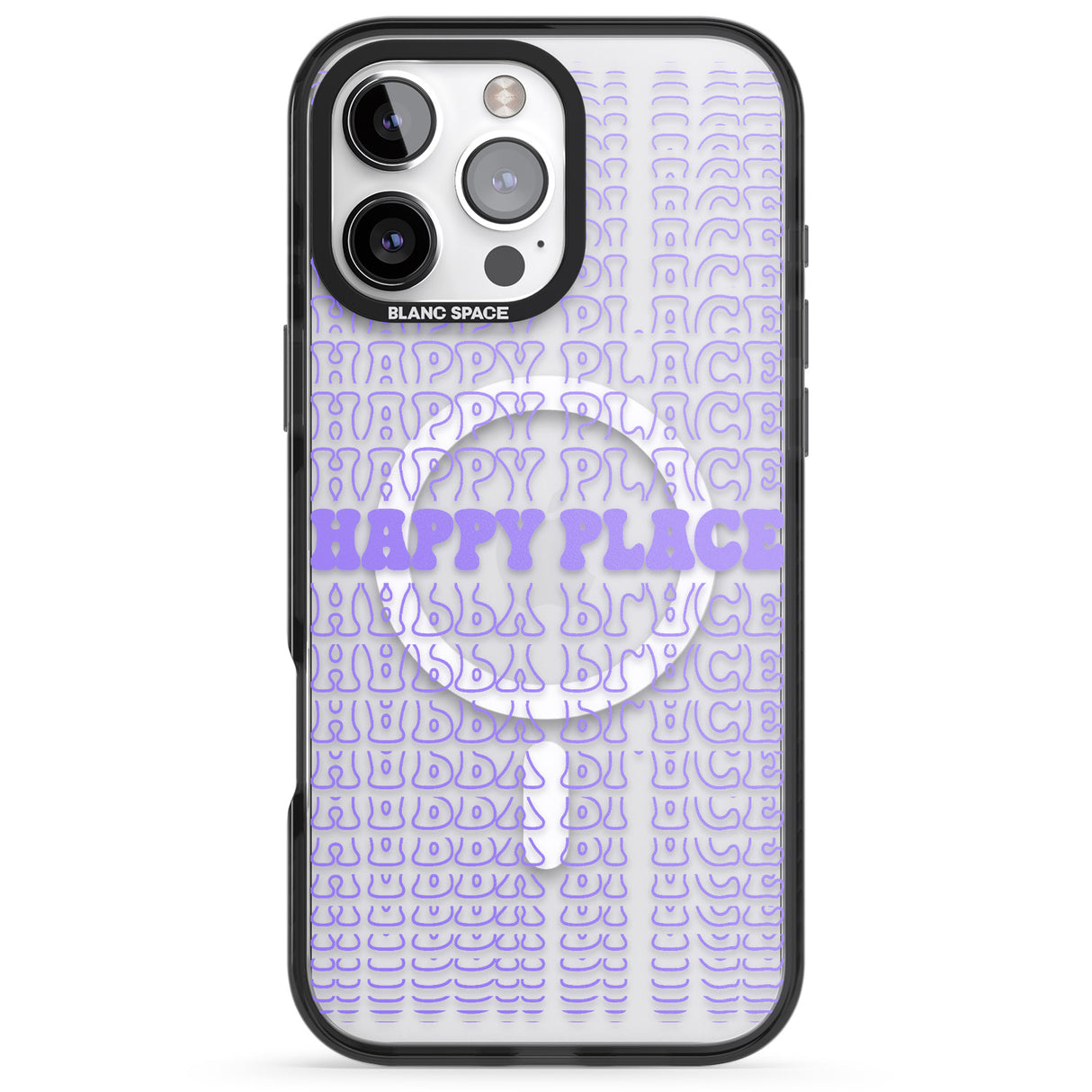 iPhone 16 Pro Max Happy Place (Purple) Black Impact Phone Case + Magsafe