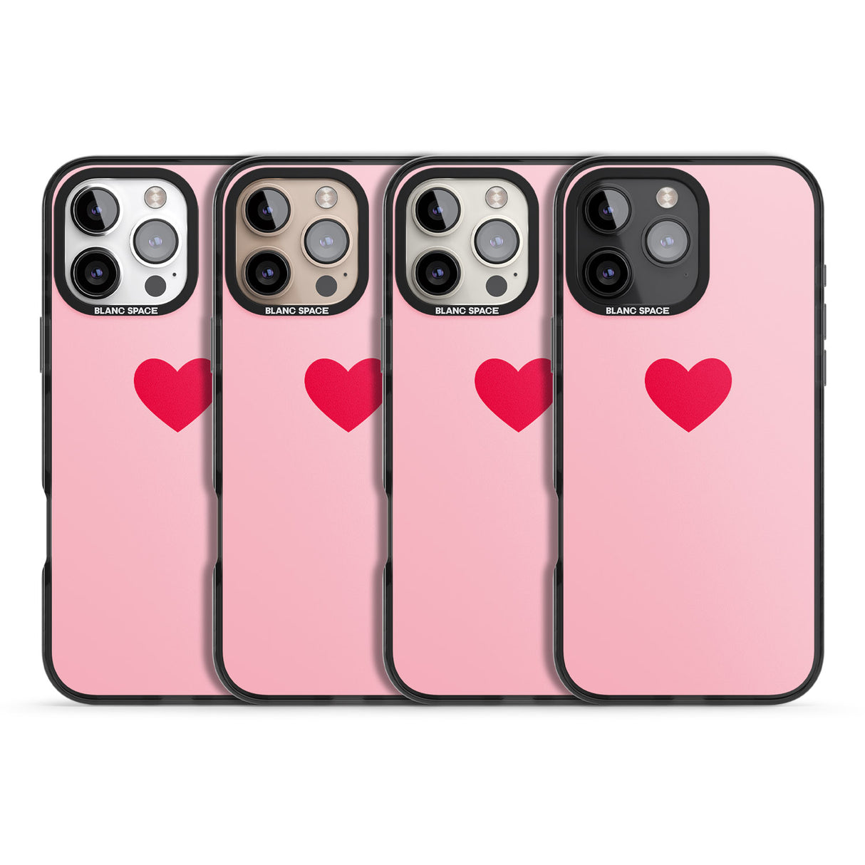 iPhone 16 Pro Max Single Heart Red & Pink Black Impact Phone Case