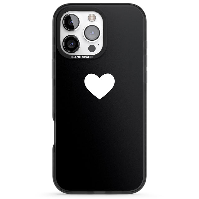 iPhone 16 Pro Max Single Heart Design: White & Black Impact Phone Case