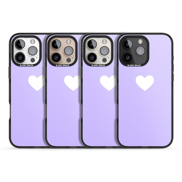 iPhone 16 Pro Max Single Heart White & Pale Purple Black Impact Phone Case