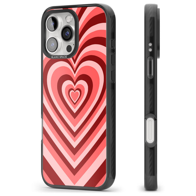 iPhone 16 Pro Max Red Heart Illusion Black Impact Phone Case