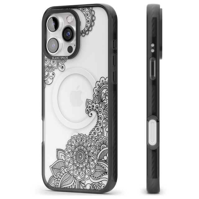 iPhone 16 Pro Max Black Henna Botanicals Black Impact Phone Case