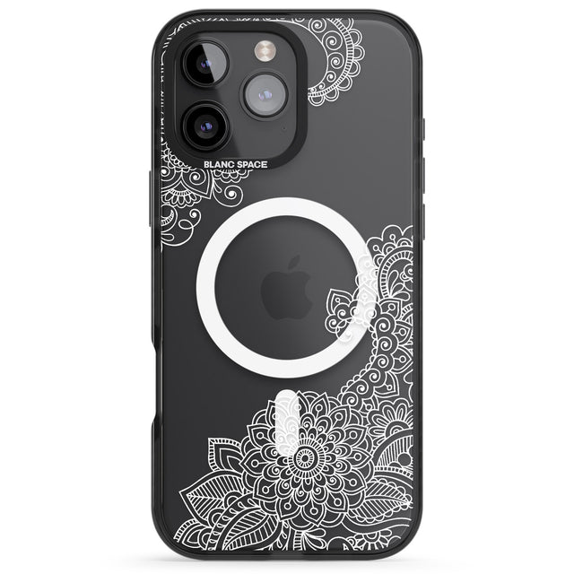 iPhone 16 Pro Max White Henna Botanicals Black Impact Phone Case