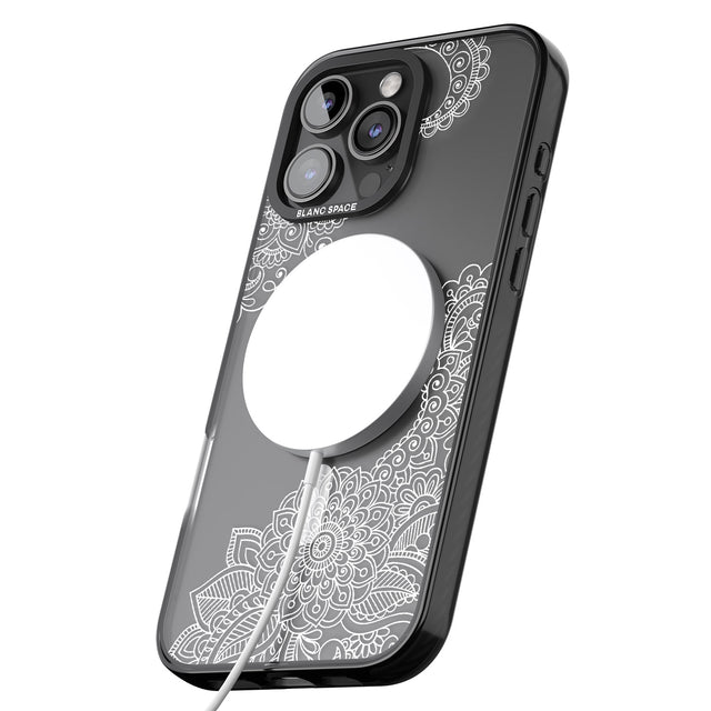 iPhone 16 Pro Max White Henna Botanicals Black Impact Phone Case