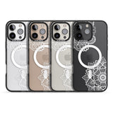 iPhone 16 Pro Max White Henna Florals Black Impact Phone Case