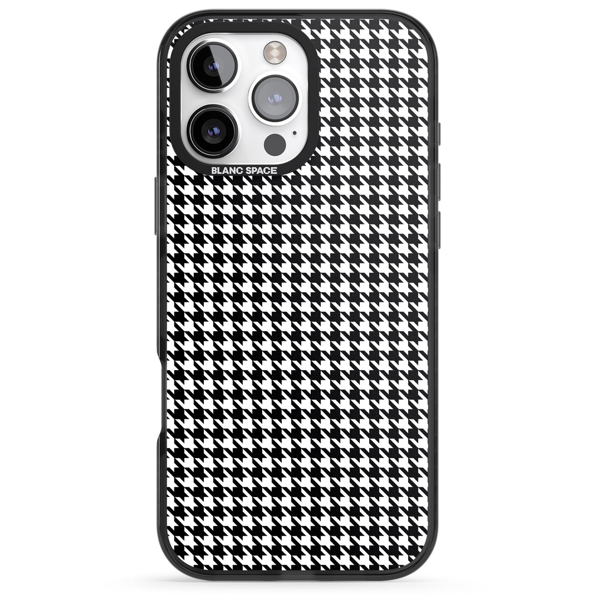 iPhone 16 Pro Max Black Houndstooth Pattern Black Impact Phone Case