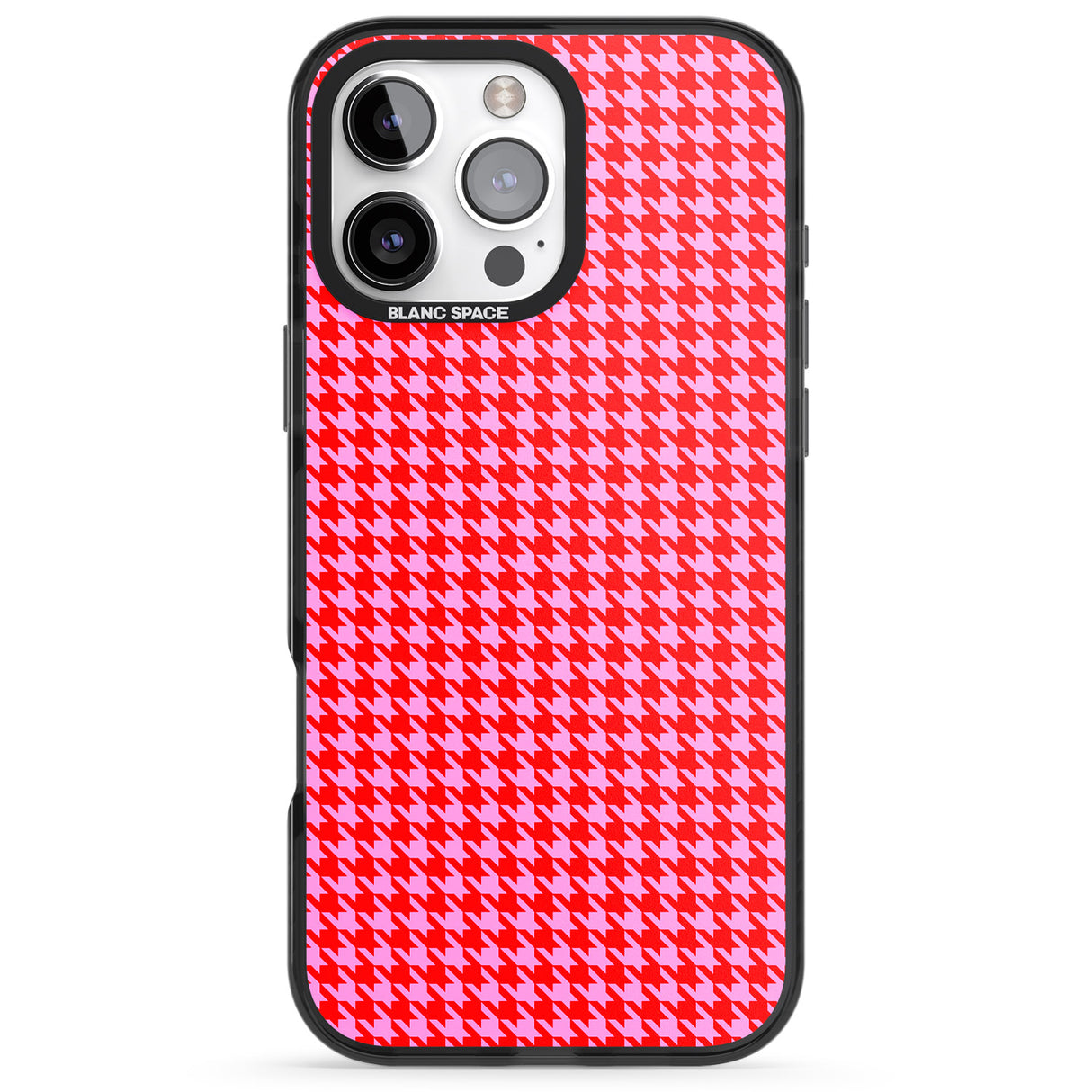 Neon Pink & Red Houndstooth Pattern