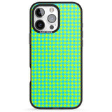 iPhone 16 Pro Max Neon Lime & Turquoise Houndstooth Pattern Black Impact Phone Case