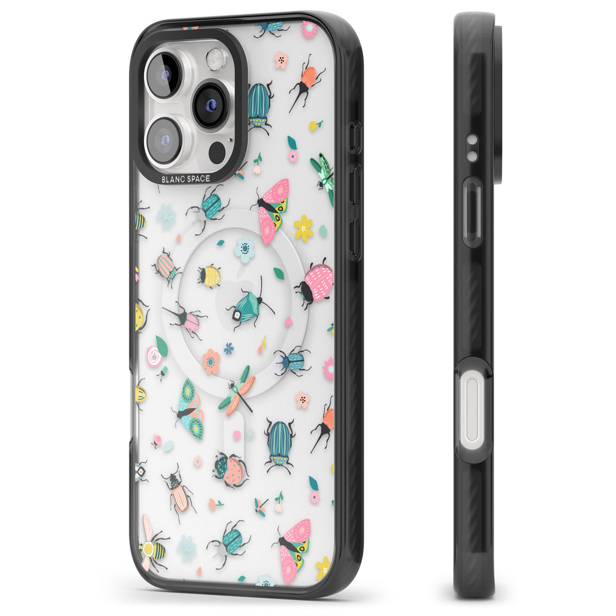 iPhone 16 Pro Max Spring Insects Black Impact Phone Case