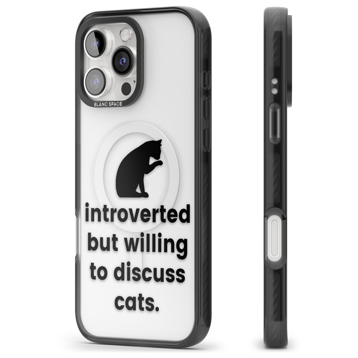 Introverted But Willing To Discuss Cats Black Impact Magsafe Phone Case for iPhone 16 Pro, iPhone 16 Pro Max