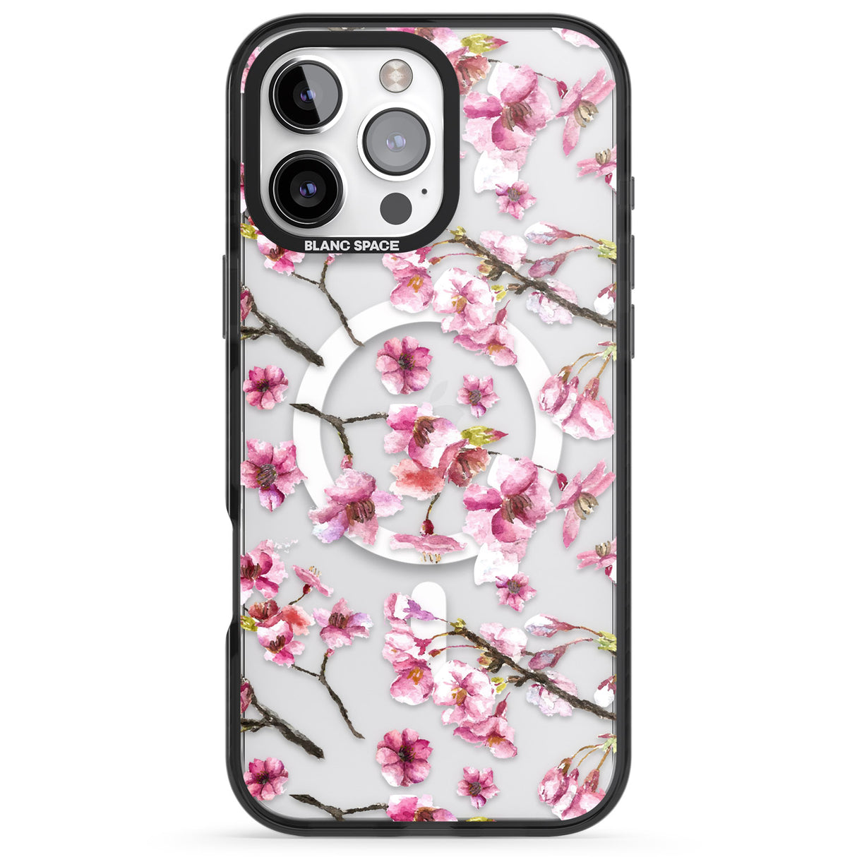 iPhone 16 Pro Max Sakura Watercolour Black Impact Phone Case