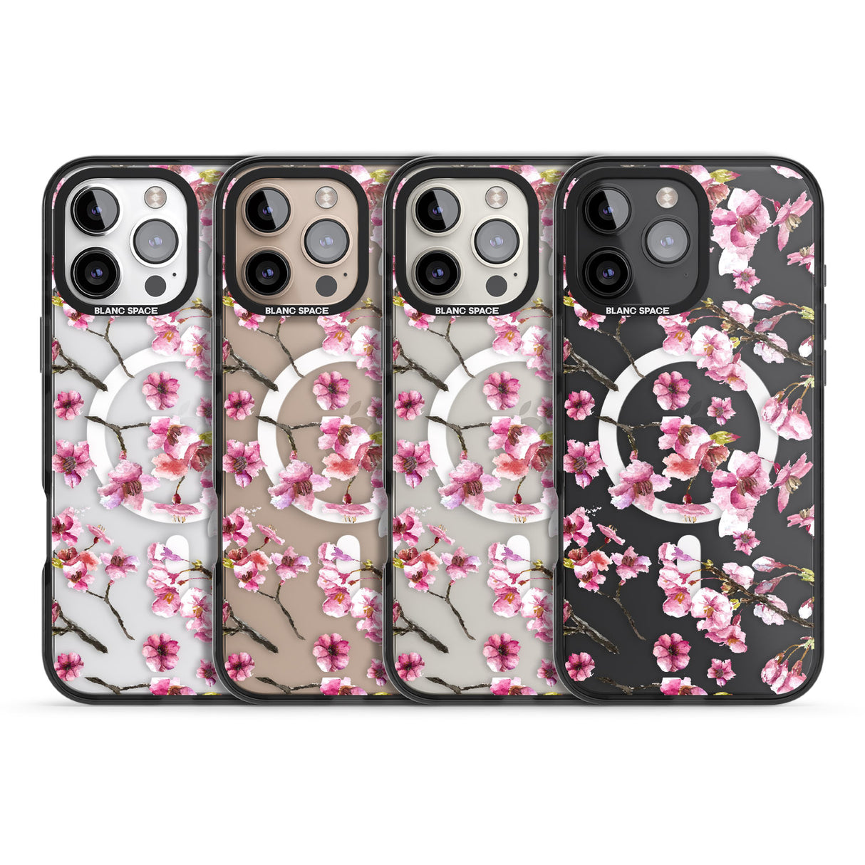 iPhone 16 Pro Max Sakura Watercolour Black Impact Phone Case