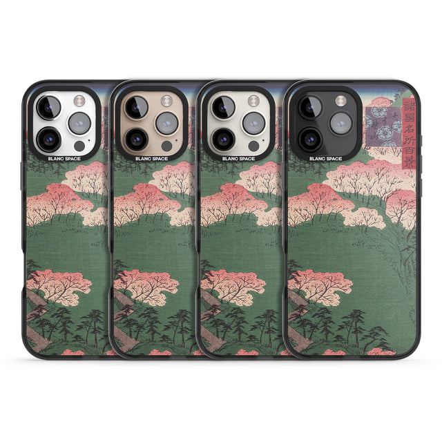 iPhone 16 Pro Max Japanese Illustration Cherry Blossom Forest Black Impact Phone Case