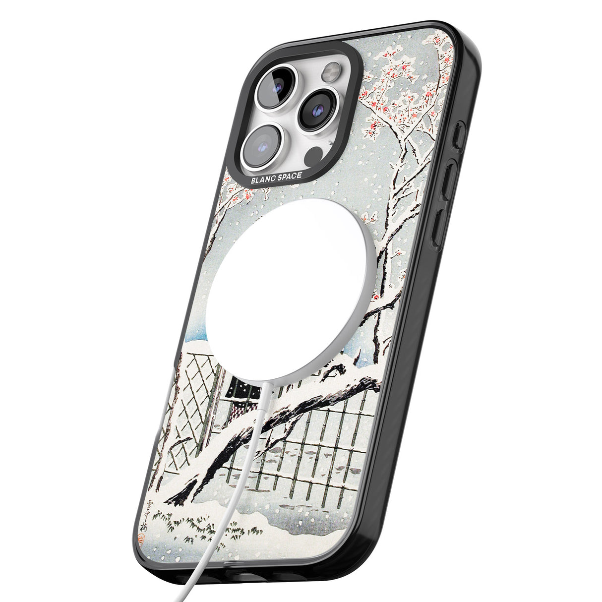 iPhone 16 Pro Max Plum Tree in Snow by Hiroaki Takahashi Black Impact Phone Case + Magsafe