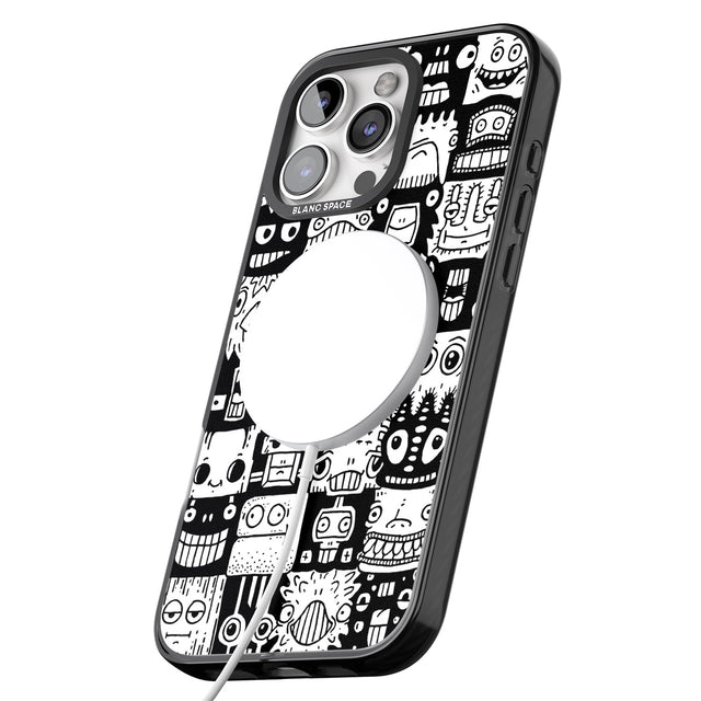 iPhone 16 Pro Max Checkerboard Heads Black Impact Phone Case