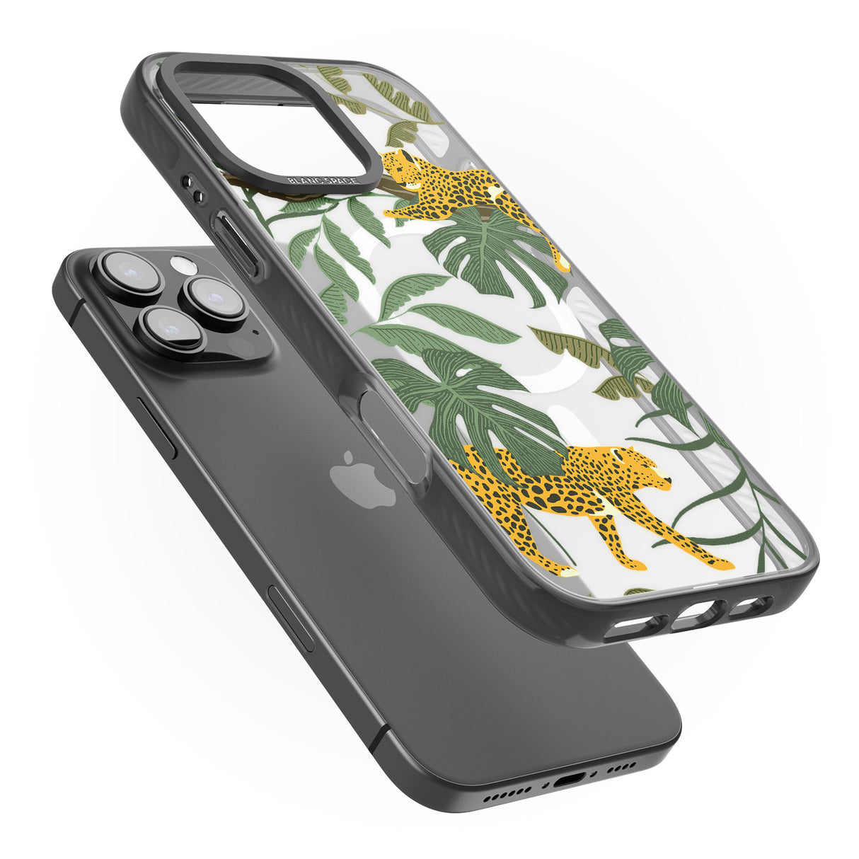 iPhone 16 Pro Max Two Jaguars & Foliage Jungle Cat Pattern Black Impact Phone Case