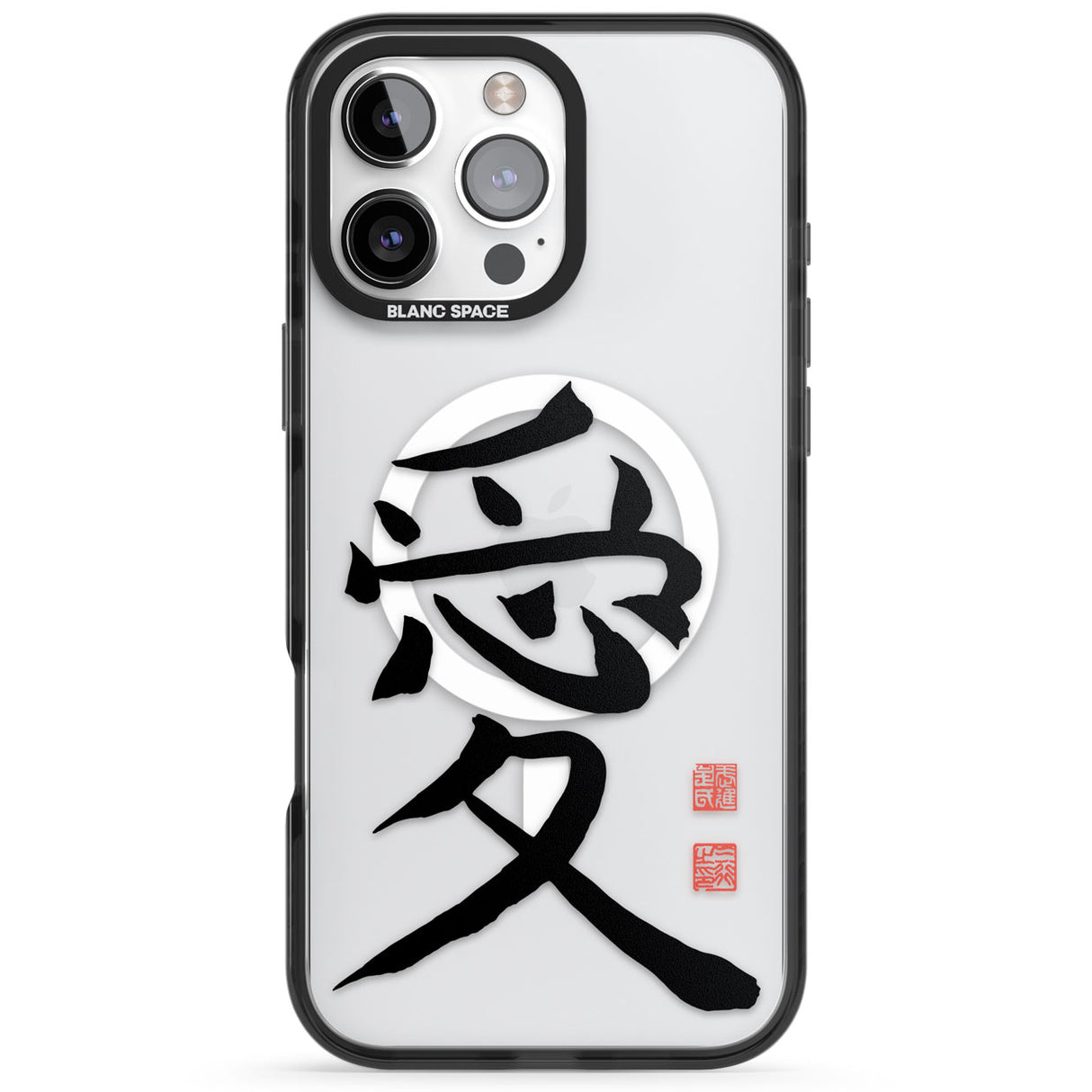 Japanese Kanji - Love Black Impact Magsafe Phone Case for iPhone 16 Pro, iPhone 16 Pro Max