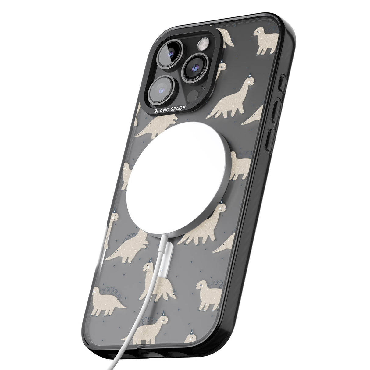 iPhone 16 Pro Max Adorable Dinosaurs Pattern (Clear) Black Impact Phone Case