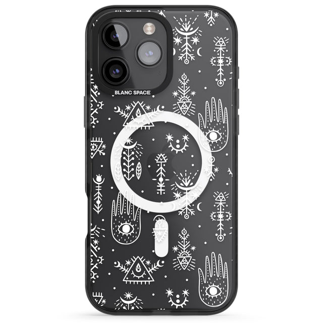 iPhone 16 Pro Max Black Tribal Palms Black Impact Phone Case