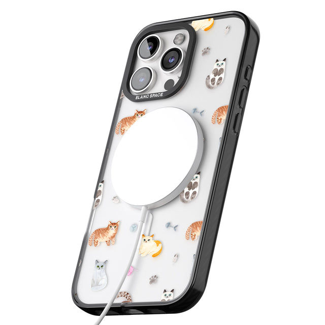 iPhone 16 Pro Max Cats with Toys - Clear Black Impact Phone Case