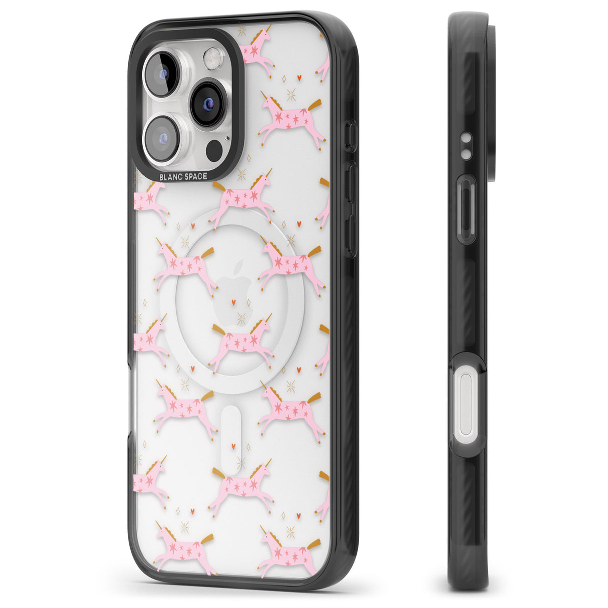 iPhone 16 Pro Max Pink Unicorns Black Impact Phone Case