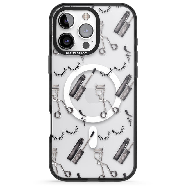 iPhone 16 Pro Max Eyelash Makeup Pattern Black Impact Phone Case