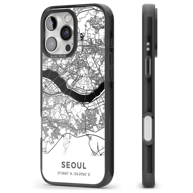 iPhone 16 Pro Max Map of Seoul, South Korea Black Impact Phone Case